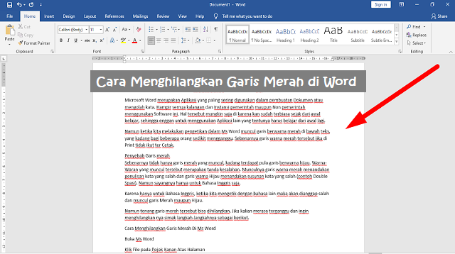 Cara Menghilangkan Garis Merah di Word